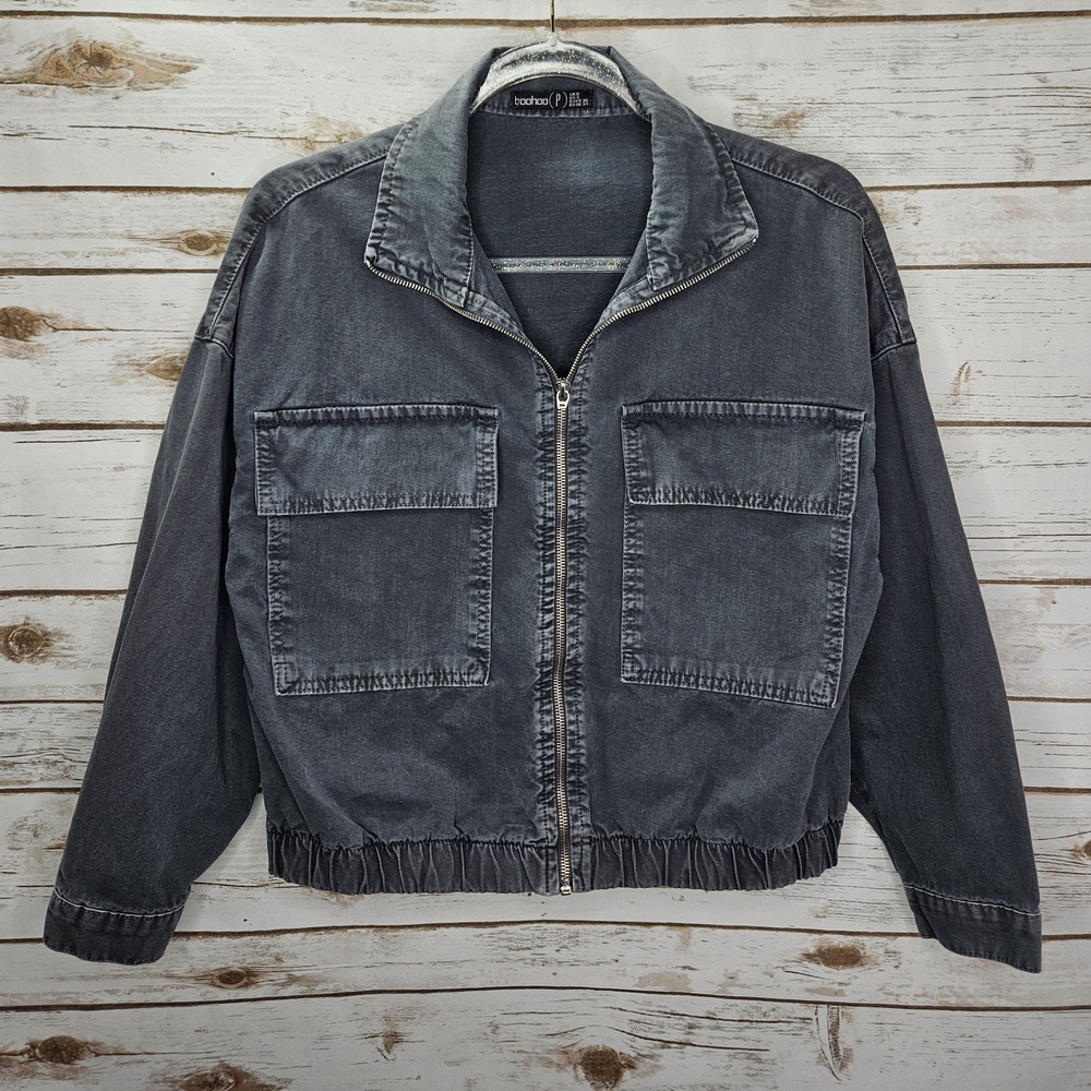 Boohoo Petite Full Zip Denim Jacket Size 4 (P)